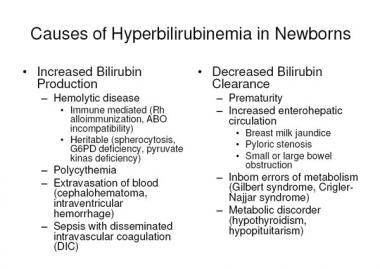 causes of Neonatal Jaundice