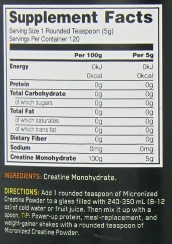 Optimum Nutrition Creatine Powder Ingredients