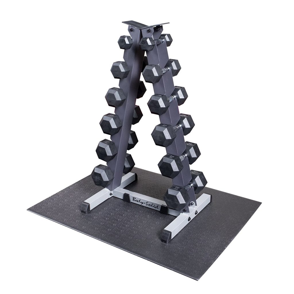 Body Solid GDR44-RFWS Vertical Dumbbell Rack (with Rubber Dumbbells)