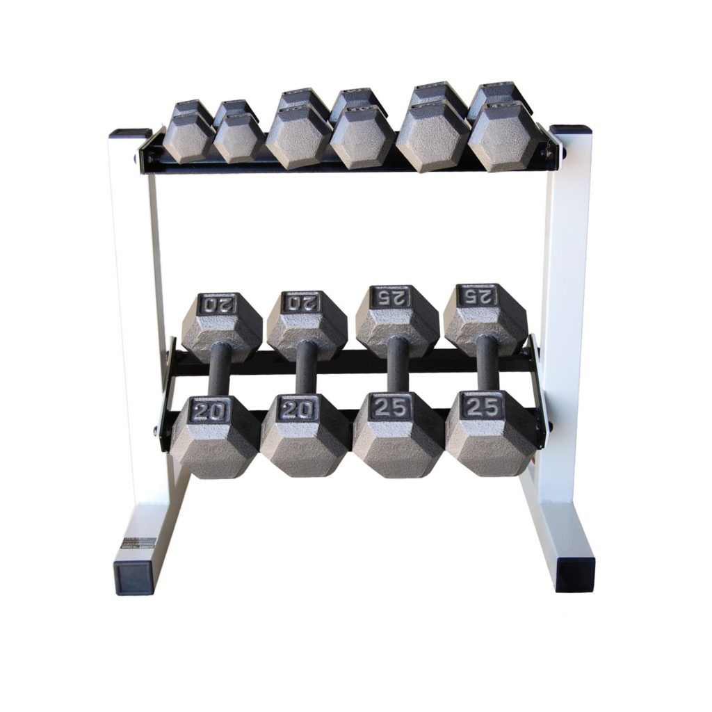 Cap Barbell Solid Hex Dumbbell Set with Rack (150 Pound)
